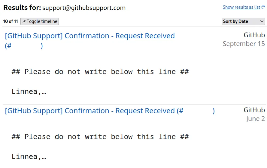 GitHub has not sent me an E-Mail since "Confirmation - Request Received"